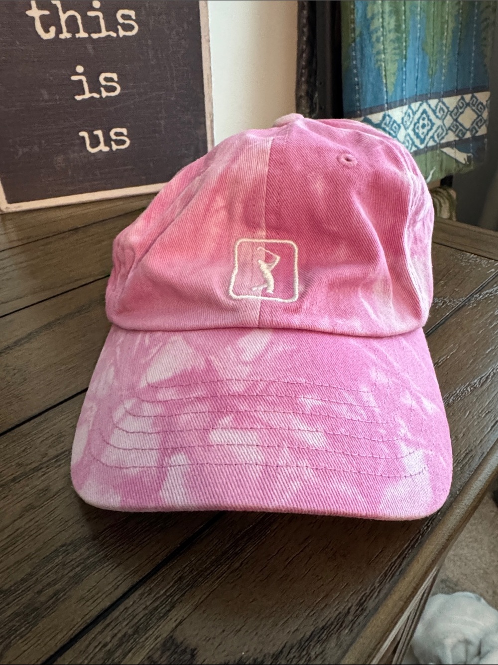 PGA Tour Pink Tie-Dye Baseball Cap with Embroidered Logo - Women's Accessory
